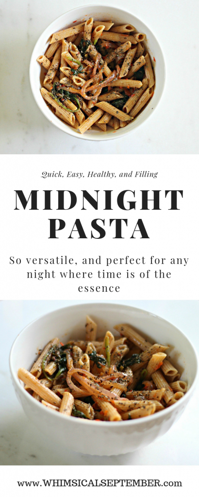 This Midnight Pasta recipe is quick, easy, versatile, healthy, and filling: all things that make a perfect meal! 