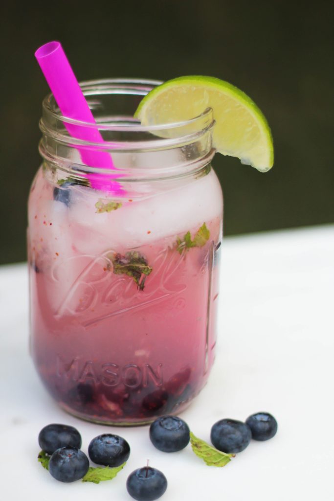 This lightened up blueberry mojito features substitutions like sugar alternatives and seltzer water that make it lower calorie without sacrificing any taste! Delicious!