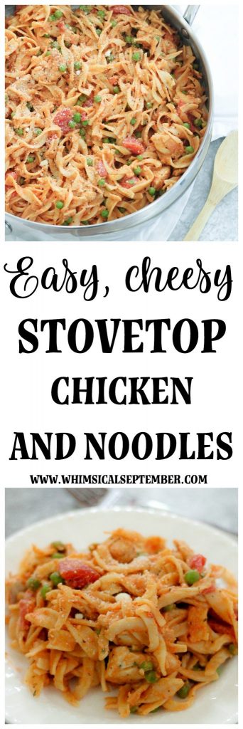 Easy, cheesy stovetop chicken and no yolks noodles - This chicken recipe tastes like comfort food without hardly any of the heavy stuff. Packed with flavor, this dish is sure to please the palates all around your table!