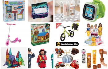 Gift ideas for toddlers and preschoolers: This list includes gifts for being outside, playing inside, technological games, bath time fun, does-up clothes, building toys, and so much more. There are ideas for both girls and boys.
