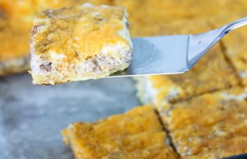 Sausage, egg, and cream cheese breakfast casserole: So here ya have it, folks. Sausage, egg, and cheese upon a flaky crescent crust made extra delicious by the spices and cream cheese. Mmm mmm mm. This breakfast casserole will serve 12, but realistically it may only serve about 8 people because I can guarantee you'll have some guests sneaking back to the dish for heaping seconds.