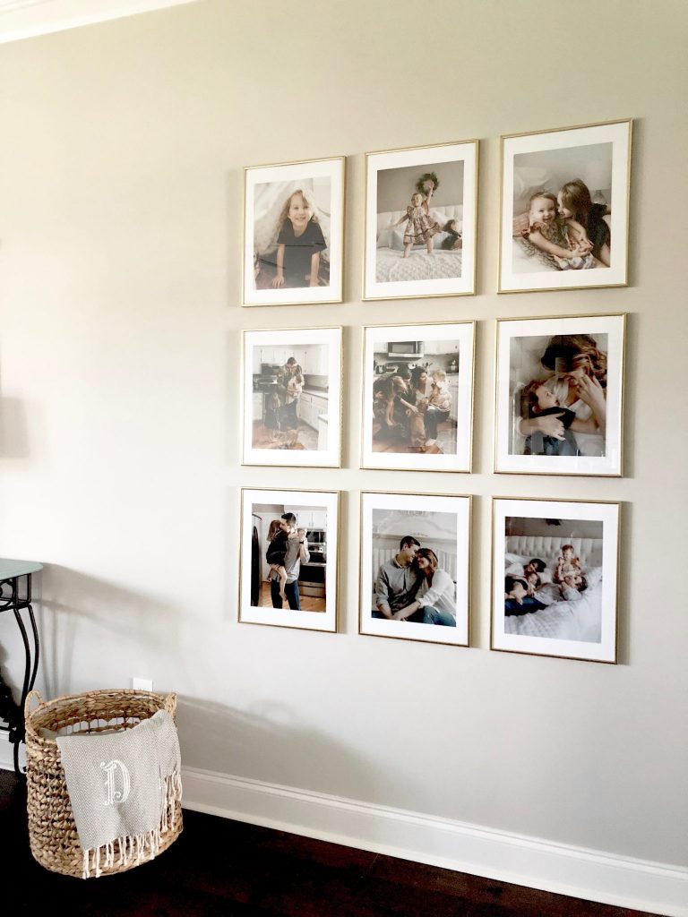 Gallery Wall Ideas | Floor to ceiling gallery wall | Grid style gallery wall | Nine frame gallery wall | These frames were affordable and relatively easy to hang on the wall, creating a show-stopping display of a family's most loved photos. Grab these frames and print pictures from your preferred source to create your favorite gallery wall yet!
