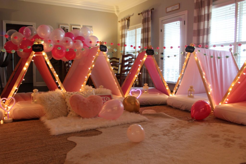 Sleepover Birthday Party: This post shares ideas for decorations, activities, games, food, cake, snacks, and more for throwing an event that is enjoyable for boys, girls, and adults alike! More within this post on WhimsicalSeptember.com